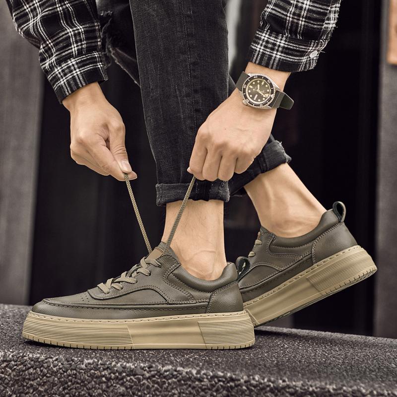 Genuine Leather Casual Shoes Luxury Brand Mens Stylish Sneakers Lace Up Oxford Walking Footwear Comfort Outdoor Jogging Shoes