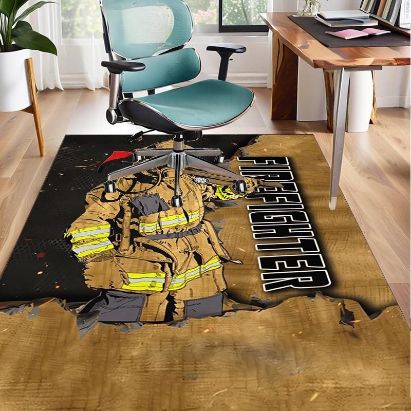 Firefighter In Action Office Rug Chair Mat, Entryway Carpet, Suitable for Front Door, Bedroom, Living Room, Desk, Holiday Gift
