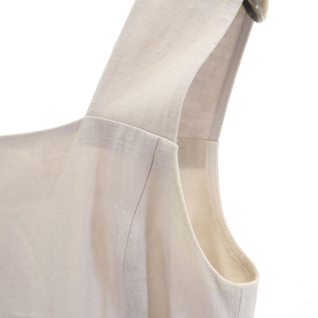 FOXEY Made In Japan Linen Cami One Piece 38 Gray Lace Embroidery Women Used