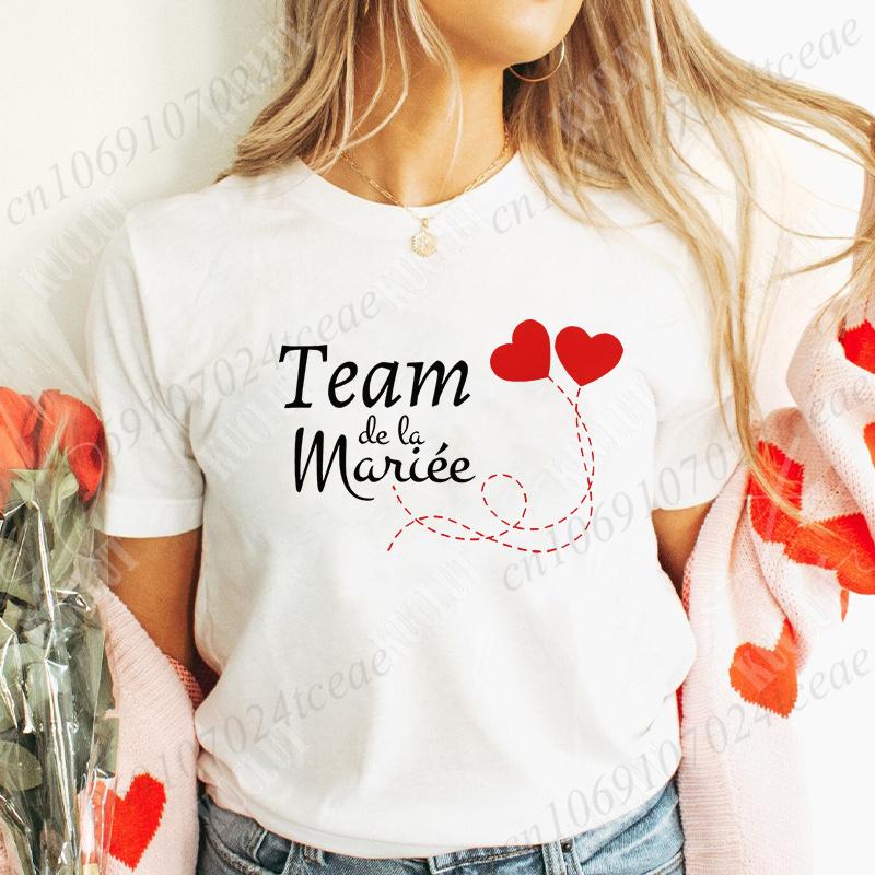 Bachelorette Hen Party Evjf Future Team Bride T-Shirt French Women Short Sleeved Tees Graphic Tops Bridal Shower Wedding Clothes