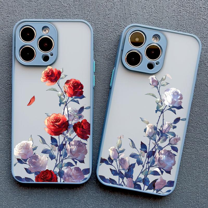 Rose Flower Phone Case For iPhone 11 Case iPhone 15 14 Pro Max 11 12 13 Pro Max Mini XR XS X 7 8 14 15 Plus SE2 Shockproof Cover