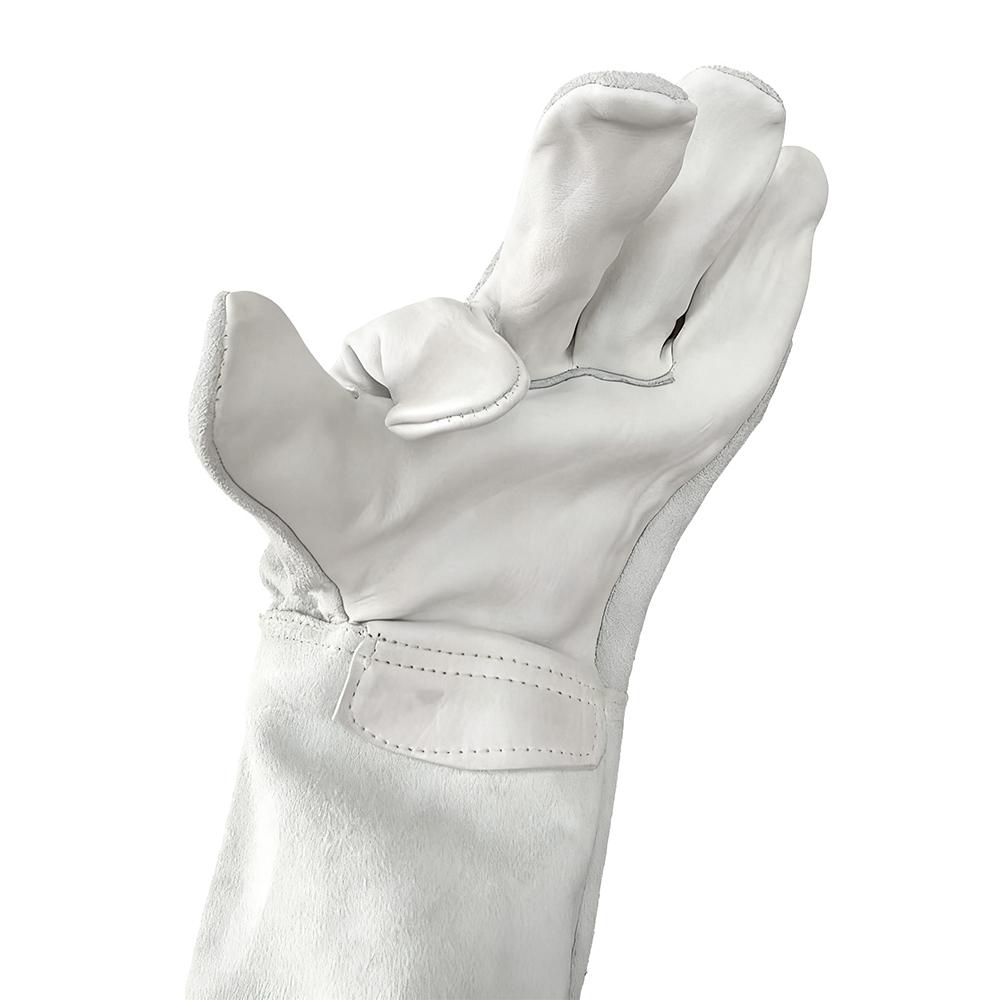 OEM ZHEDA Textured Durable 14 Inch Head Layer Gloves (fireproof Thread) Welding Gloves Comfort Heat Resistance White Work