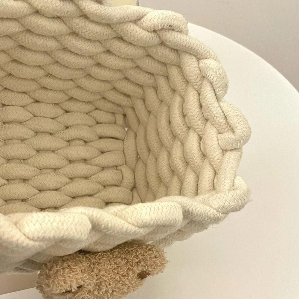 Handmade Storage Baskets Cotton Rope Woven Cartoon Animals Sundries Organizer Little Bear Organizer Baskets Cosmetic Storage
