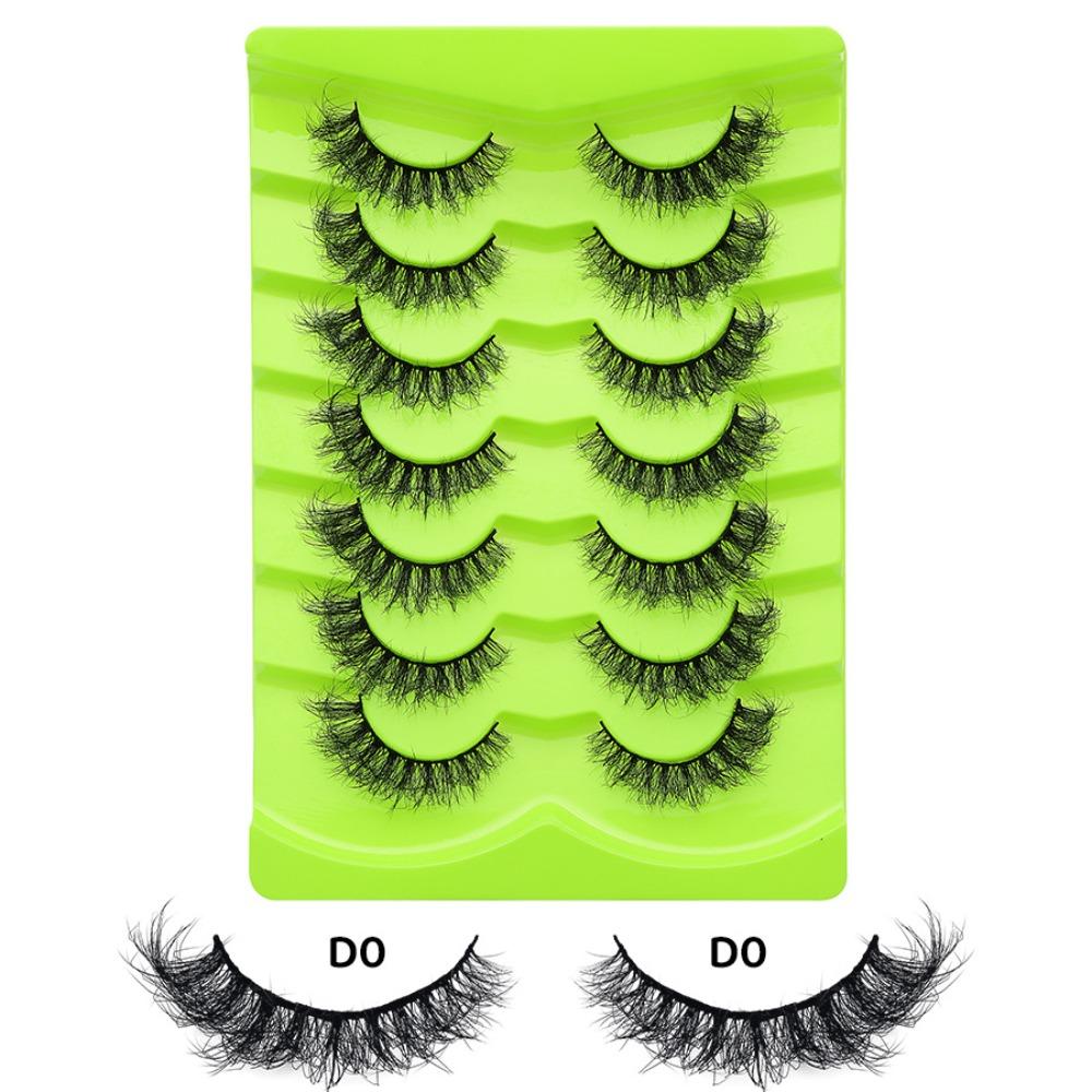 

7 pairs Anime Cosplay 3D Natural False Lashes With Jelly Glue Strips Manga Lashes Party Supplies D0