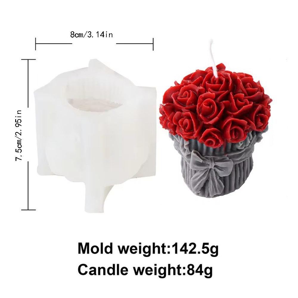 Romantic Love Bouquet Flower Silicone Candle Mold Butterfly Knot Rose Soap Resin Making Candlelight Dinner Decor Wedding Gift