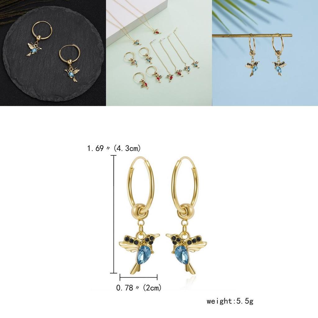 Boucles d'oreilles oiseau Alliage Forage à l'eau Rétro Colibri Créoles Pour Boutiques de cadeaux