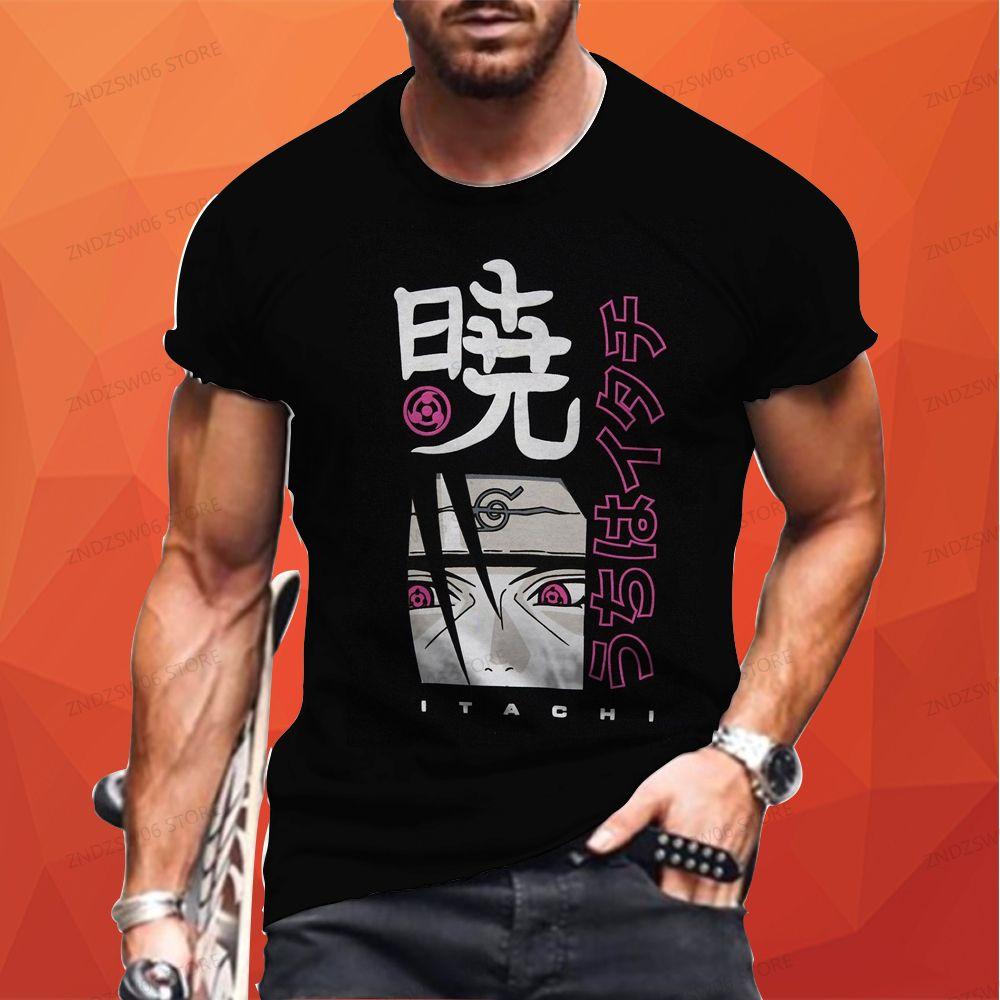 Ninja 2024 New Naruto Men's T-shirt Fashion Cool Anime Hip Hop Sasuke Oversized Y2k Quick Drying Tops Kakashi Summer