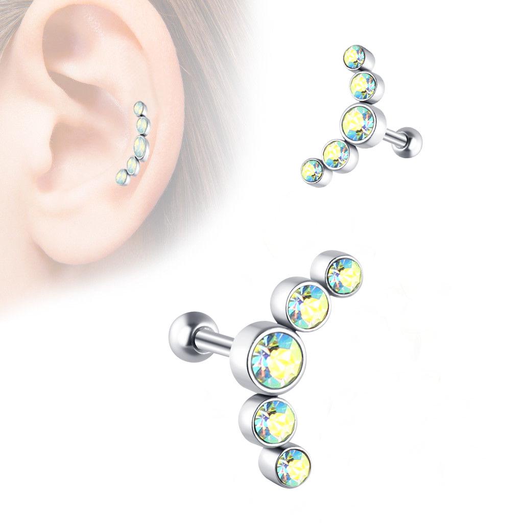 Stainless Steel Anti-Czech Diamond Ear Bone Stud Earrings