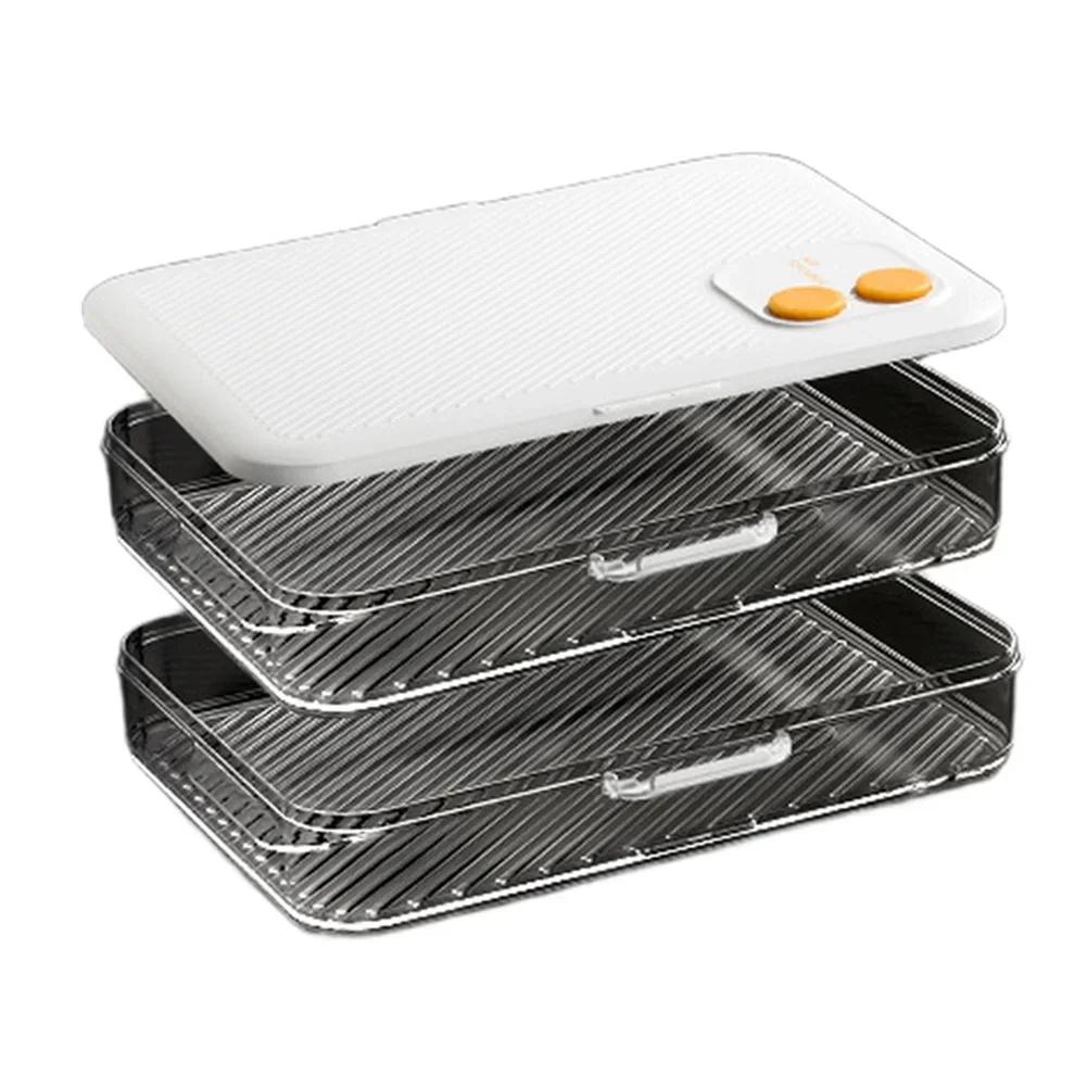 

Double Layer Stackable Food Storage Containers with Airtight Seal for Dumplings and Snacks Kitchen Organizer Box
