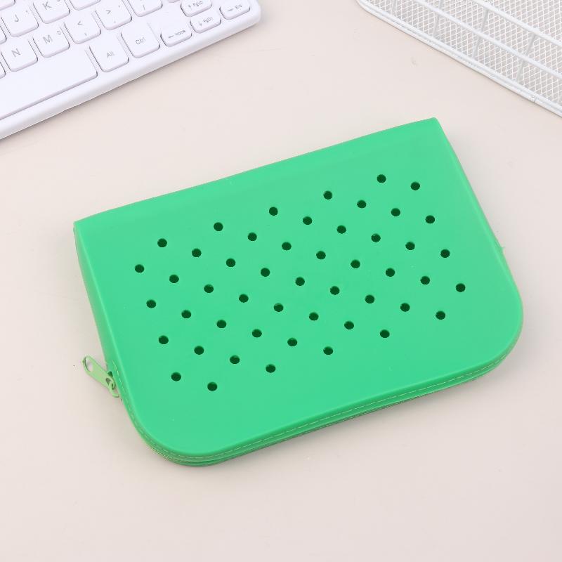 New Stylish Holes Silicone Pencil Case Zipper Soft Pencil Pouch Lightweight Waterproof Stationery Storage Bag Classroom