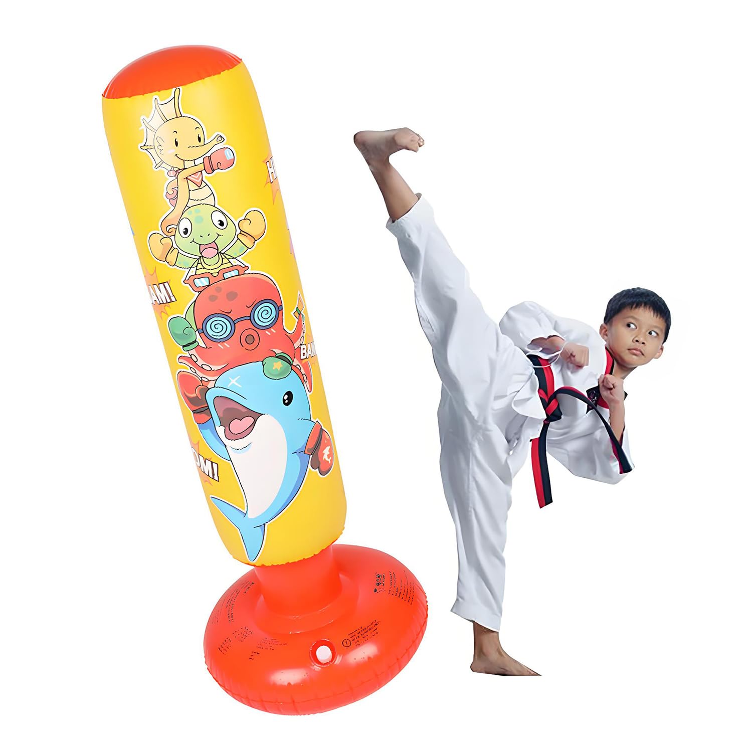 

Diceevil Детский надувной напольный боксерский мешок с ножным насосом для занятий карате и тхэквондо