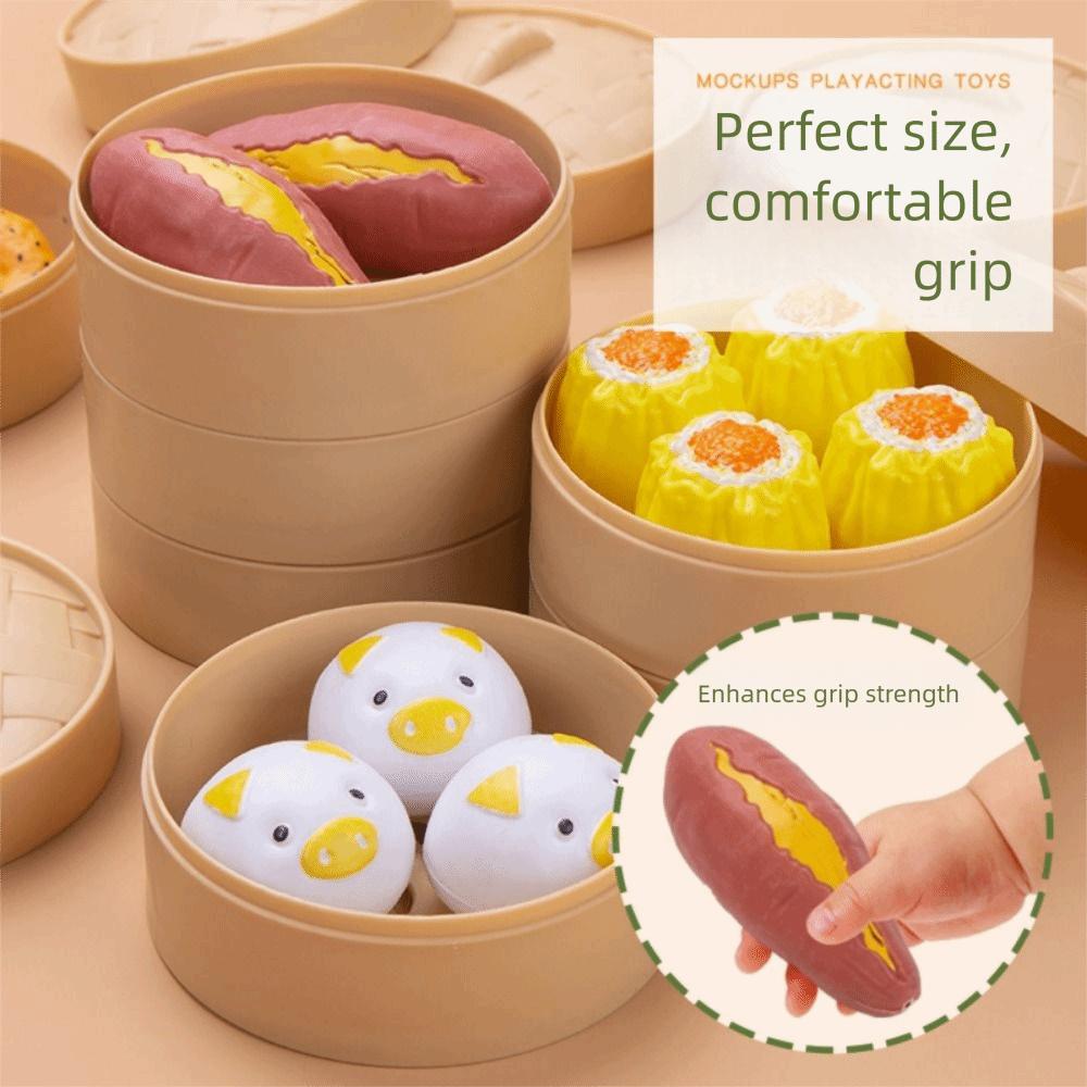 22/31/44/84PCS Miniature Steamer Buns Simulation Kitchen Toy Multicolor Chinese Breakfast Toy  Gift