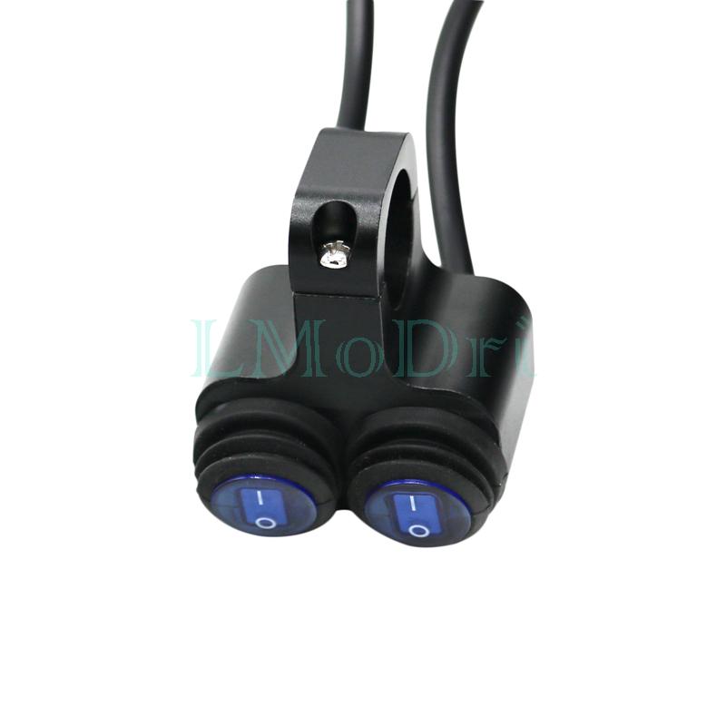 LMoDri Motorcycle Handlebar Switch 2 Control Buttons Motorbike 22mm 7/8" Bar Refit Switches ON/OFF