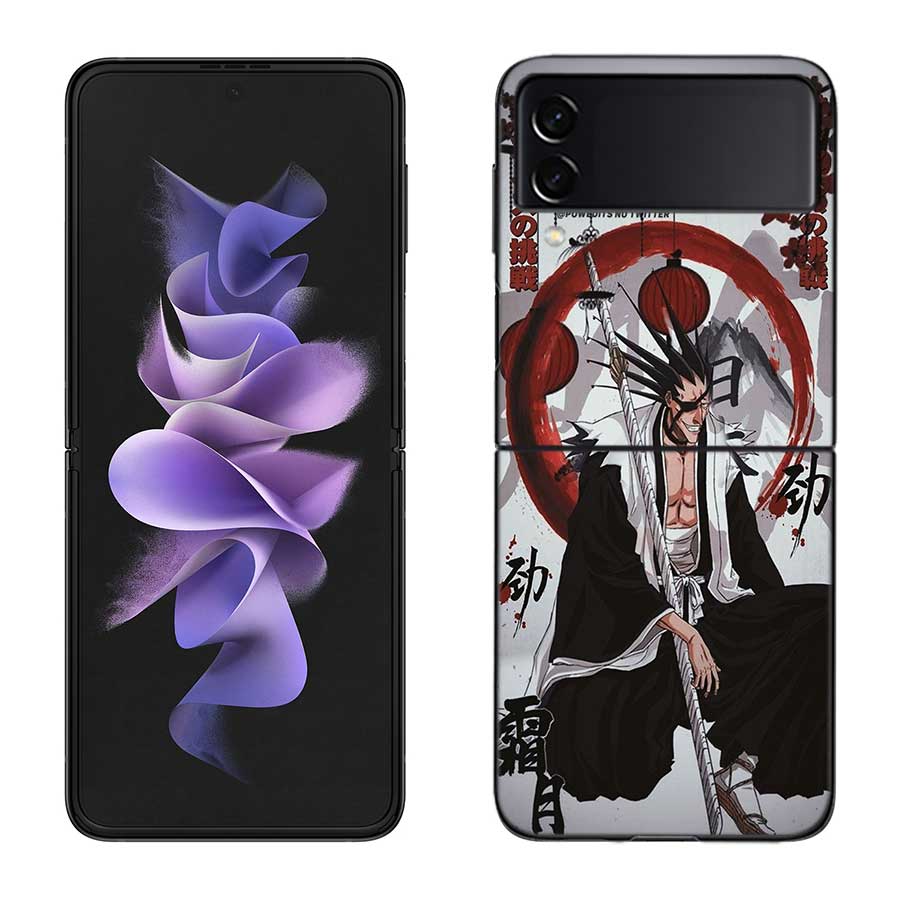 BLEACH Zaraki Kenpachi Phone Case For Samsung Z Flip 7 6 5G Galaxy Z Flip 5 4 3 Black Hard Cell Cover Luxury PC Shell Coque