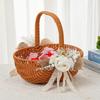 Elegant Rattans Handwoven Wicker Flower Basket Portable Floral Arrangement Pots for Wedding and Homes Decoration