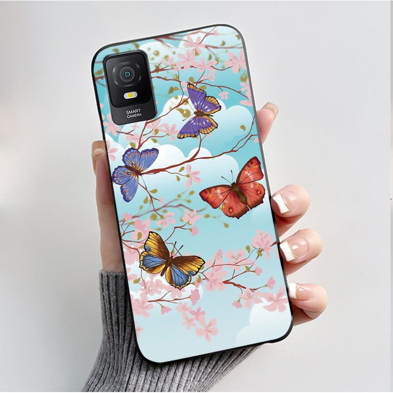 For TCL 403 405 406 406s 408 Case Luxury Fashion Butterfly Flowers Soft Silicone TPU Phone Casing For TCL T506D Protective Cover