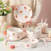 Strawberry Ceramic Bowl & Plate Set: Cute, Girly Dinnerware for Kids' Meals