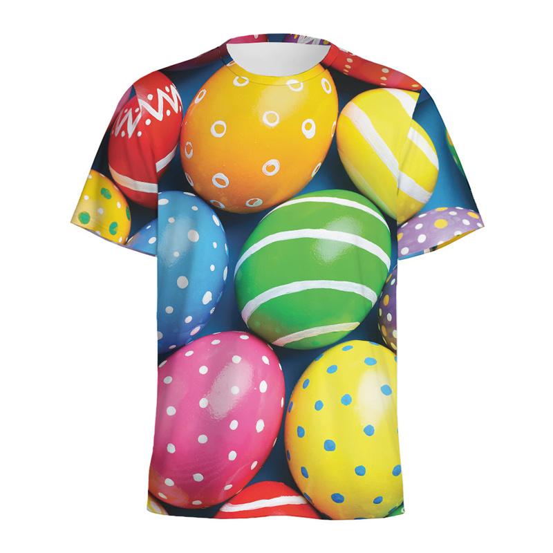 Multi Color Eggs 3D Printed T Shirt For Men Womens Kids Cartoon Fried Egg Graphic Tees Tops Short Sleeves Round Neck T-shirt
