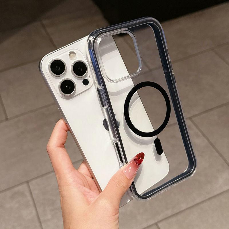 Magnetic Clear Colorful TPU Transparent Flexible Soft Case Protective Back Cover for iPhone 16 15 14 13 12 11 Pro Max
