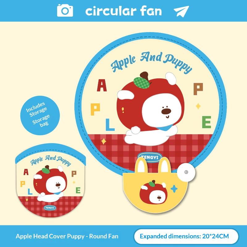 Cute Cartoon Mini Foldable With Photo Reflector Fan Lightweight Portable Summer Fan Outdoor Handheld Round Convenient Pocket Fan