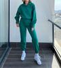2023 Autumn/Winter Women's Solid Color Hooded Sweatshirt Two-Piece Set - Sports Casual