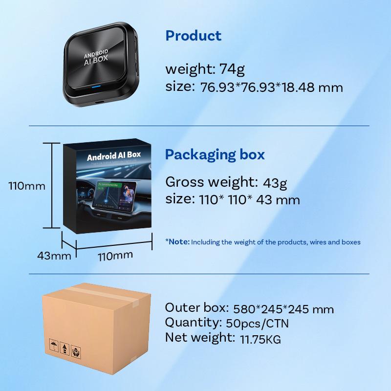 Wireless CarPlay Box, Wired Connection to Car Module Adapter, Car-to-phone Connectivity Android AI Box