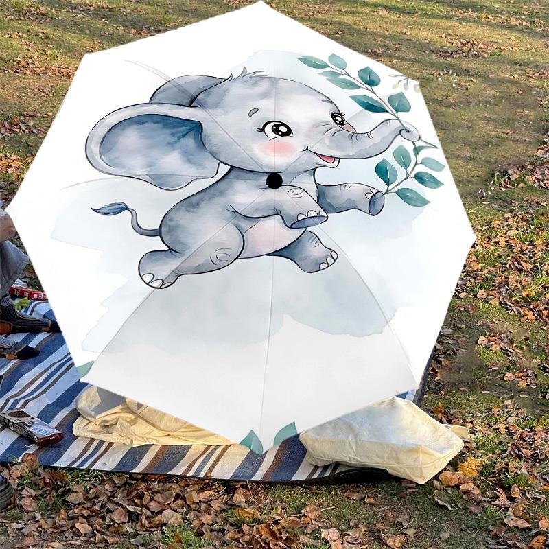 1PC Elephant Umbrella-8-Rib Reinforced, Automatic Open, Lightweight & Durable, Fashion Accessory for Outdoor, H0412