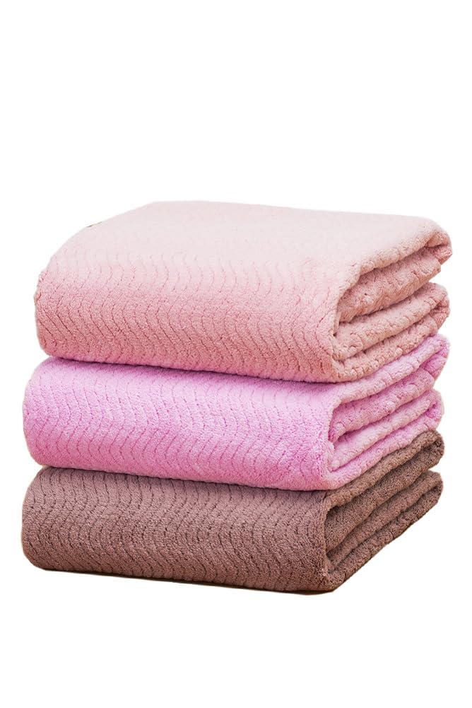 TEIJIN Bath Towel "Super Soft Towel" Microfiber Thick Fluffy Towel 3-Pack 65 X 130cm Rose Set