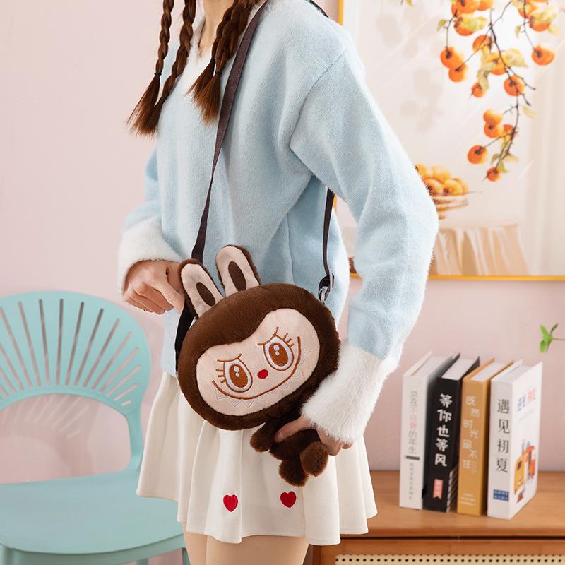 Sac à bandoulière poupée Labubu dessin animé mignon Sac à dos étudiant Sacs à bandoulière Monstres Voyage en extérieur Jouet