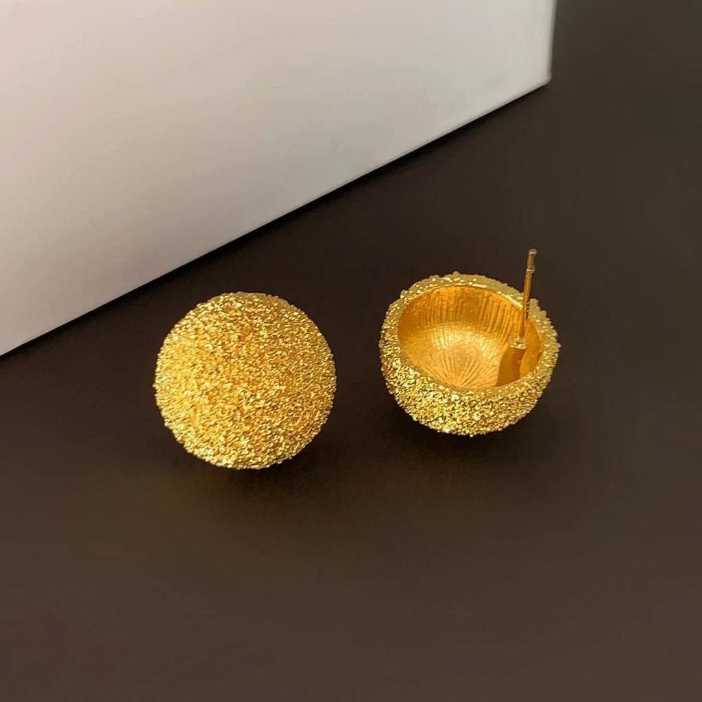 Frosted Granular Round Stud Earrings - 2025 Light Luxury Style