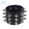 90S  Punk Style Bracelet Personality Pu Leather Three Rows Spikes Square Bracelets Bangle 2024 Party Jewelry Gift