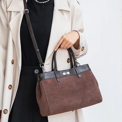 Neue Damen Natur Wildleder Leder Schultertasche Weiblich Lässig Weiches Rindsleder Langlebige Handtaschen Damen Mode Luxus Designertaschen