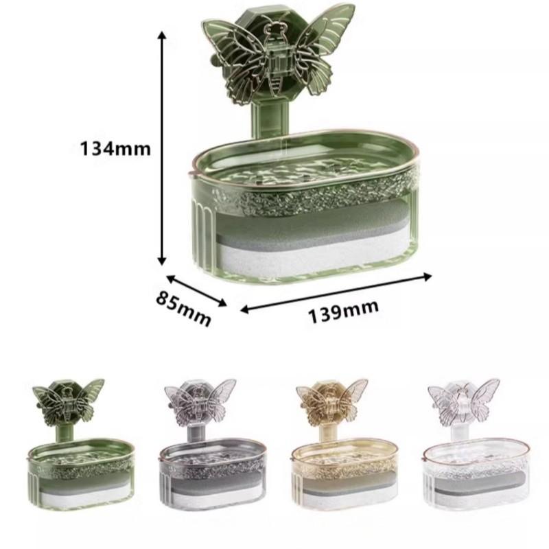 Kreative Wandmontierte Schmetterling Saugnapf Seifenbox Küche Badezimmer Toilette Abfluss Seifenaufbewahrungsbox Schwamm Seifenhalter Abflussbox