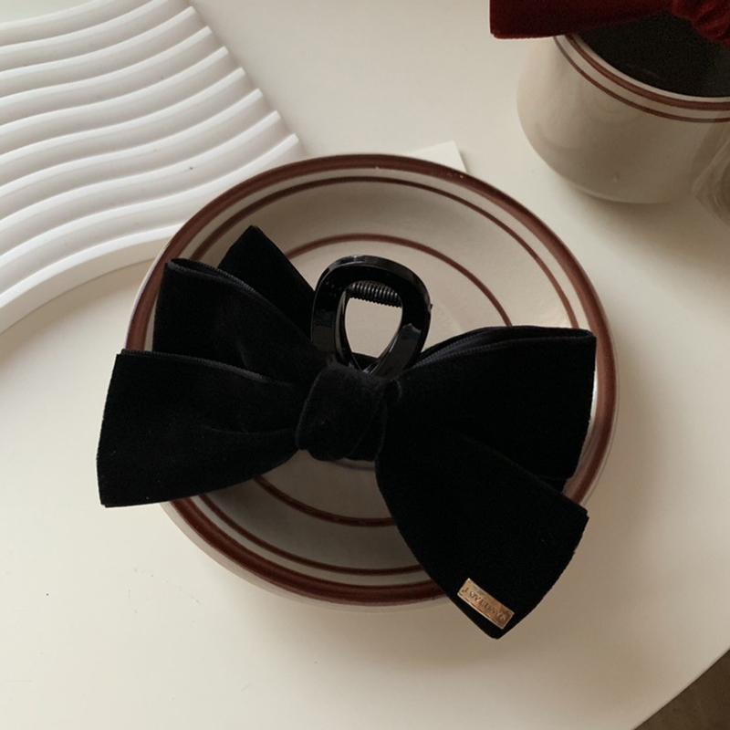 Large Bowknot Red Black French Hairclip Accessories Headwear Velvet Princess Hairpins Headdress