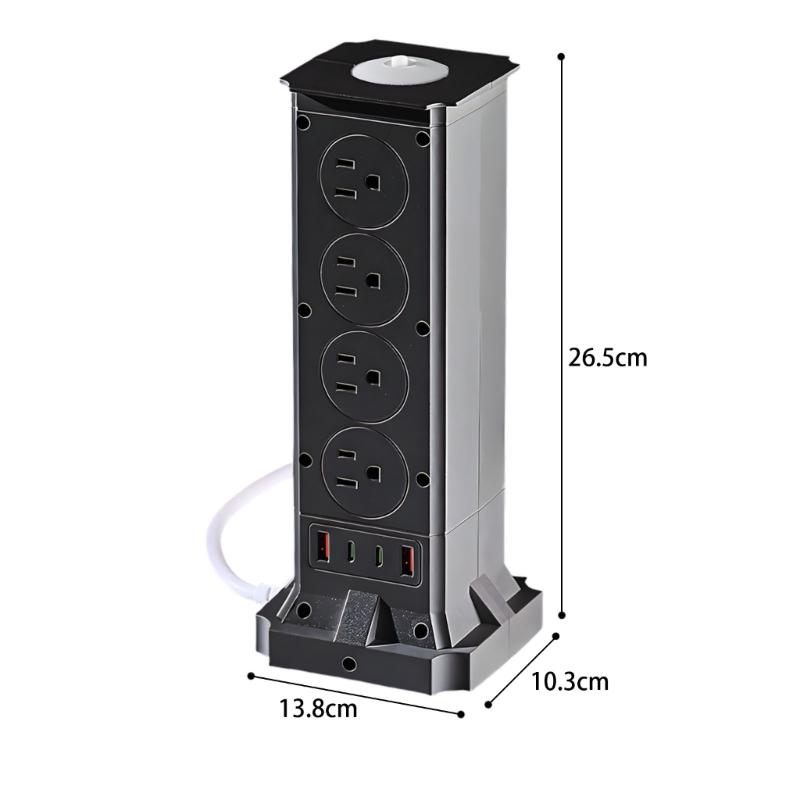 Vertical Power Strips with 8 Outlets Small Design Outlet Tower for Home and Office Space Saving Plastic Construction