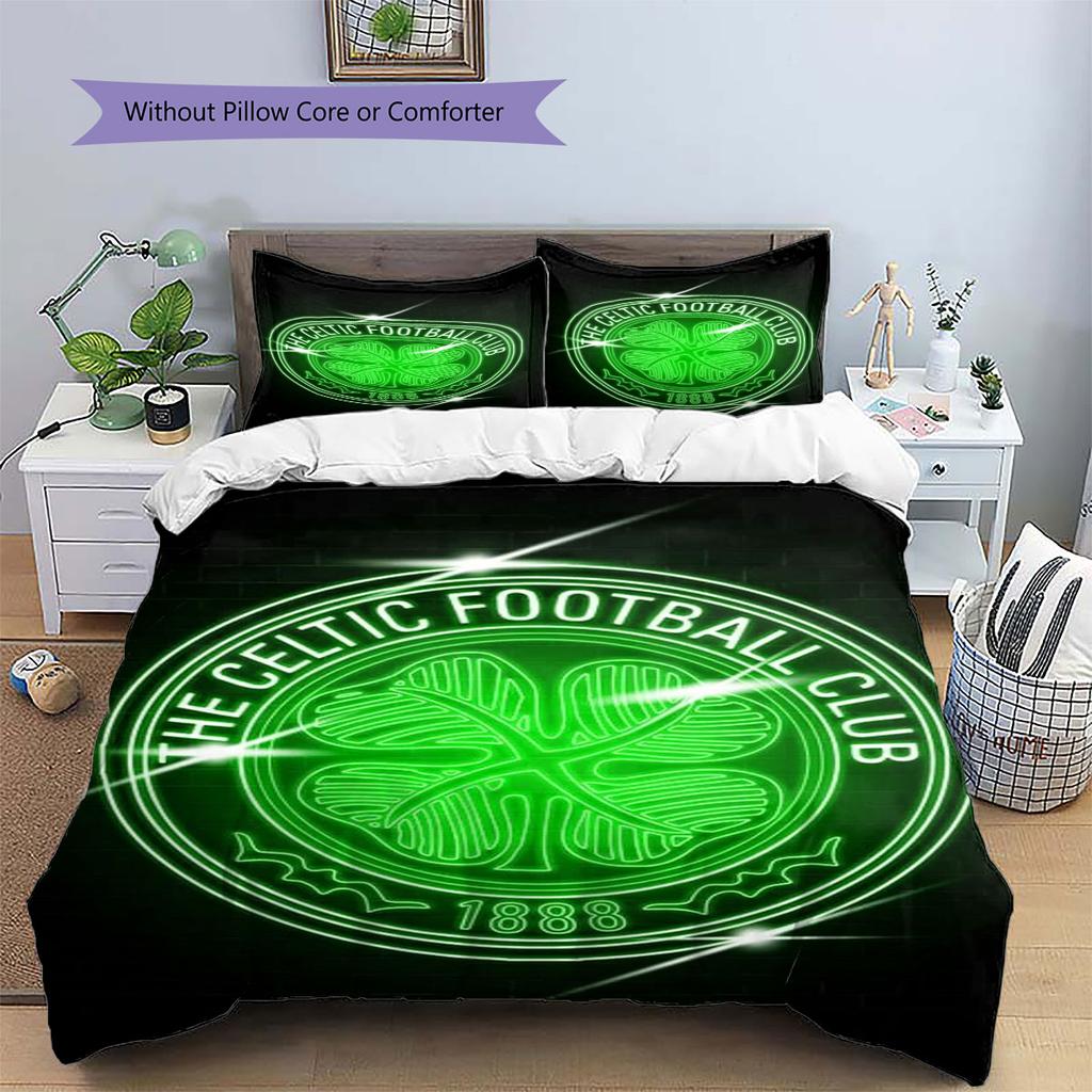 Celtic Football Club Muster Bettwäsche, Steppbett Set Bettbezug Kissenbezug Zuhause Geburtstagsgeschenk(1 Bettbezug + 2 Kissenbezüge, ohne Füllung)