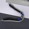 Double Layer Punk Black Agate Bracelets Stainless Delicate Blue tiger Eye Bracelet Unisex Jewelry Accessories Bead ALN2601001498