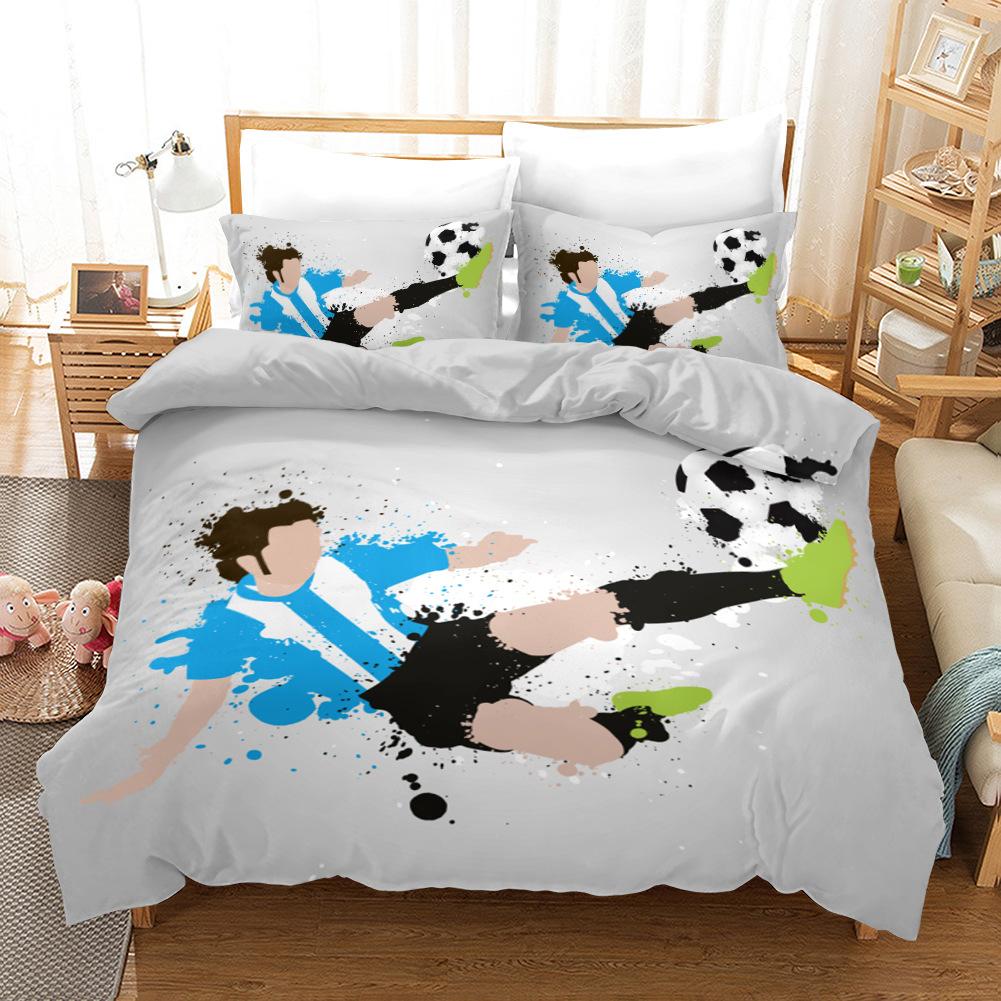 Comforter Football Soccer Goal Soft Bedding Set Sports Competitive Theme 2/3Pcs Full Queen King Size