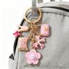 Keychain Pendant with Faux Pearl Embellishment Enamel Heart Bowknot Flower Charm Key Chain Decorative
