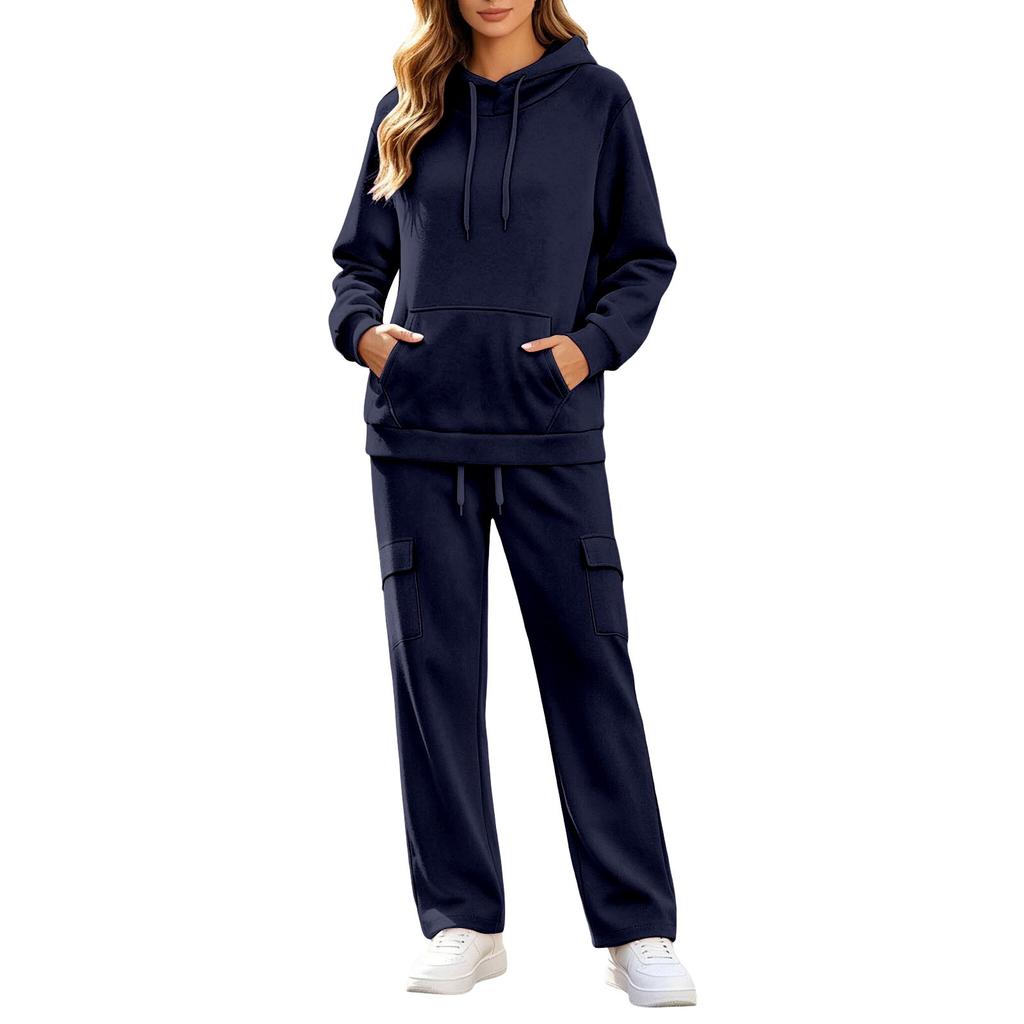 Women's -Lined Casual Hoodie and Sweatpants 2 Piece Set with Pockets Long Sleeve