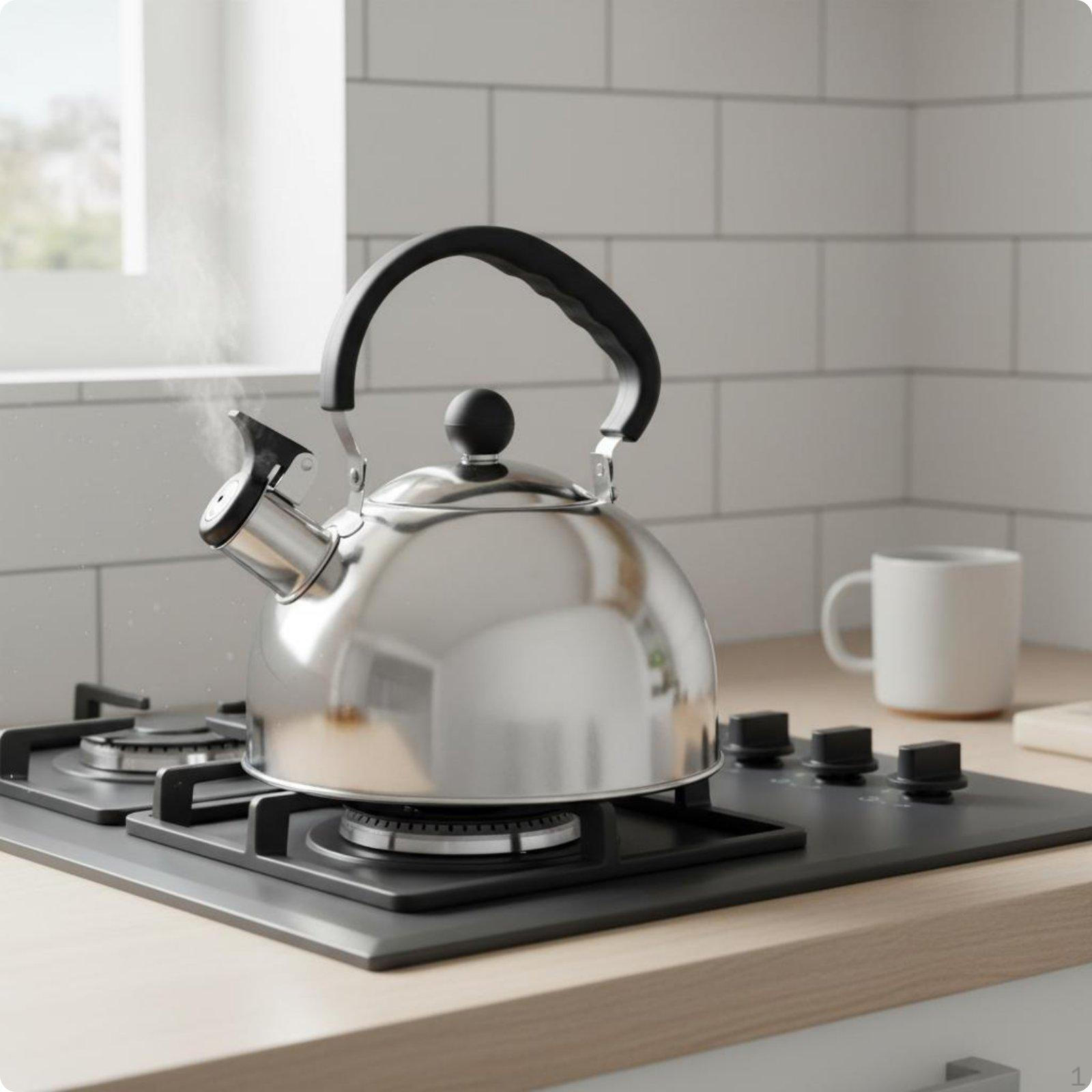 Stovetop Whistling Kettle Folding Handle Steaming Tea Rapid Heating Conduction for Kitchen