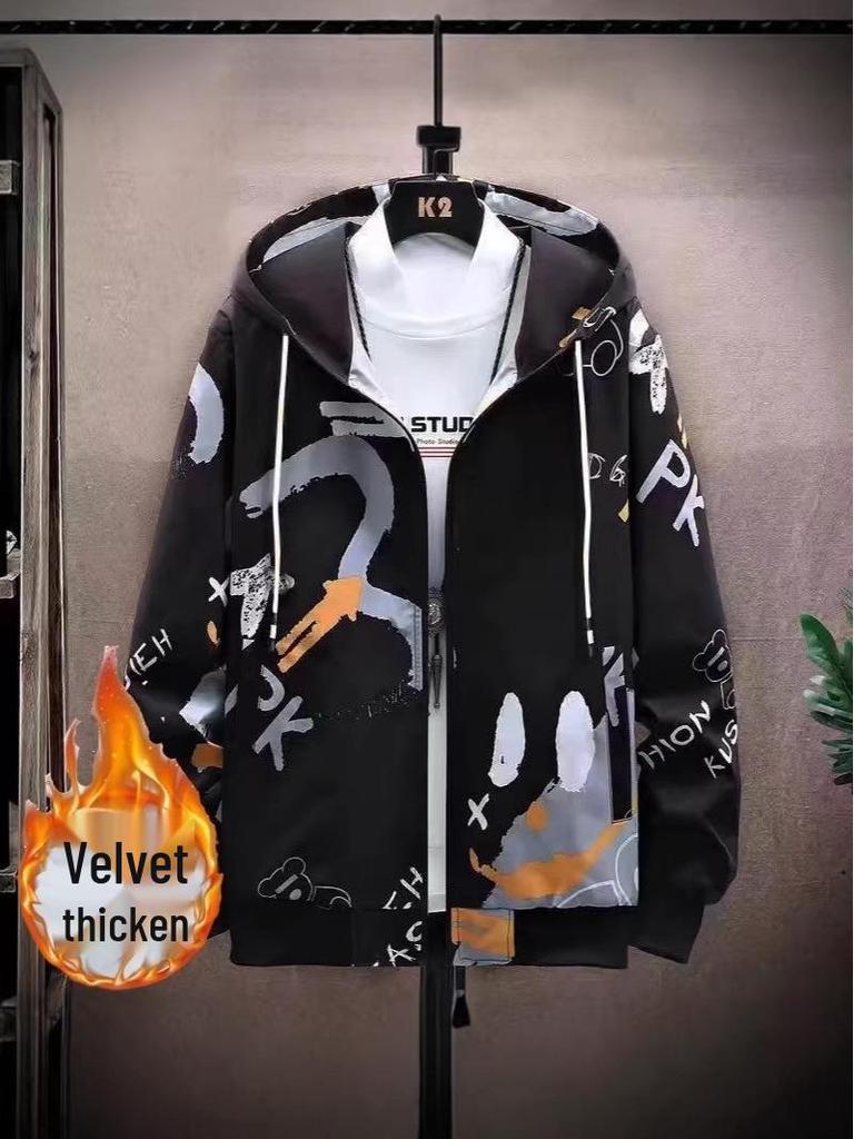 Samt-Kapuzenpullover für Teenager-Jungen Herbst/Winter - Stylische, locker sitzende Jacke