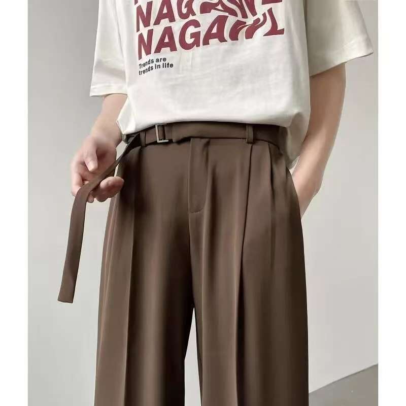 Casualsuit Pants Men's Autumn Japanese Light Luxury Draped Trousers Loose-fit Straight-leg Versatile Wide-leg Long Pants