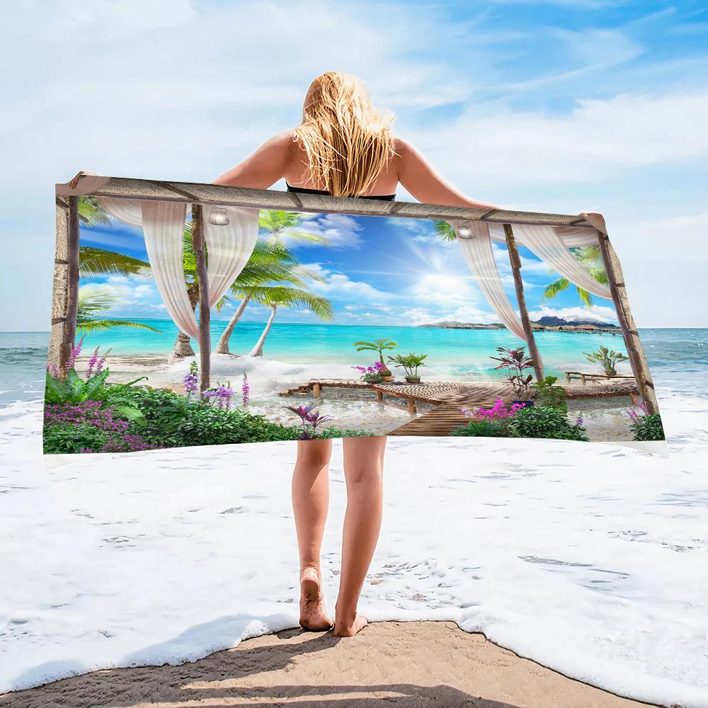 Moonlit Mushroom Floral Beach Towel Witchy Print Quick Dry Absorbent Towel for Women