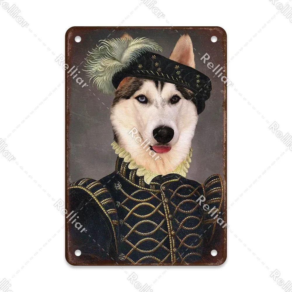 Metal Sign Gentleman Dog Wall Decor, Vintage Tin Plate for Living Room 20x30 cm