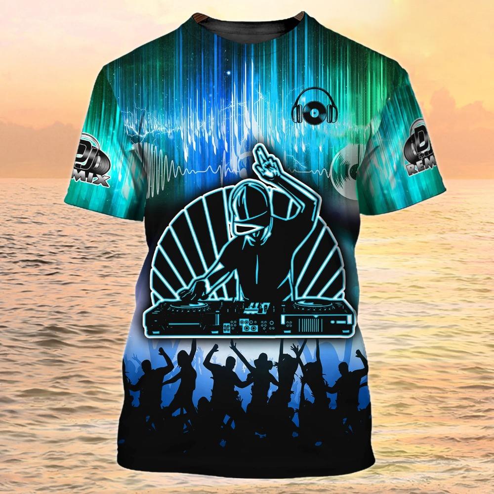 Mode DJ Rockmusik T-Shirt für Männer Street Trend Hip Hop Harajuku Kurzarm Freizeit Rundhalsausschnitt Übergroßes T-Shirt Sommer T-Shirts