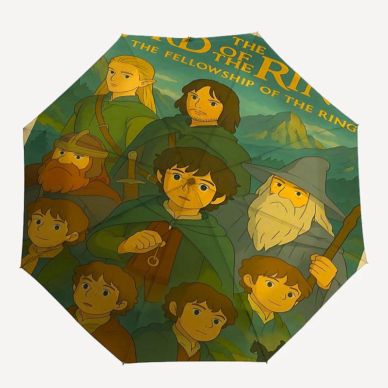 

1pc Lord of the Rings Fellowship of the Ring Automatic Folding Umbrella - Compact 8-Rib Design, Durable Plastic & Iron1366L