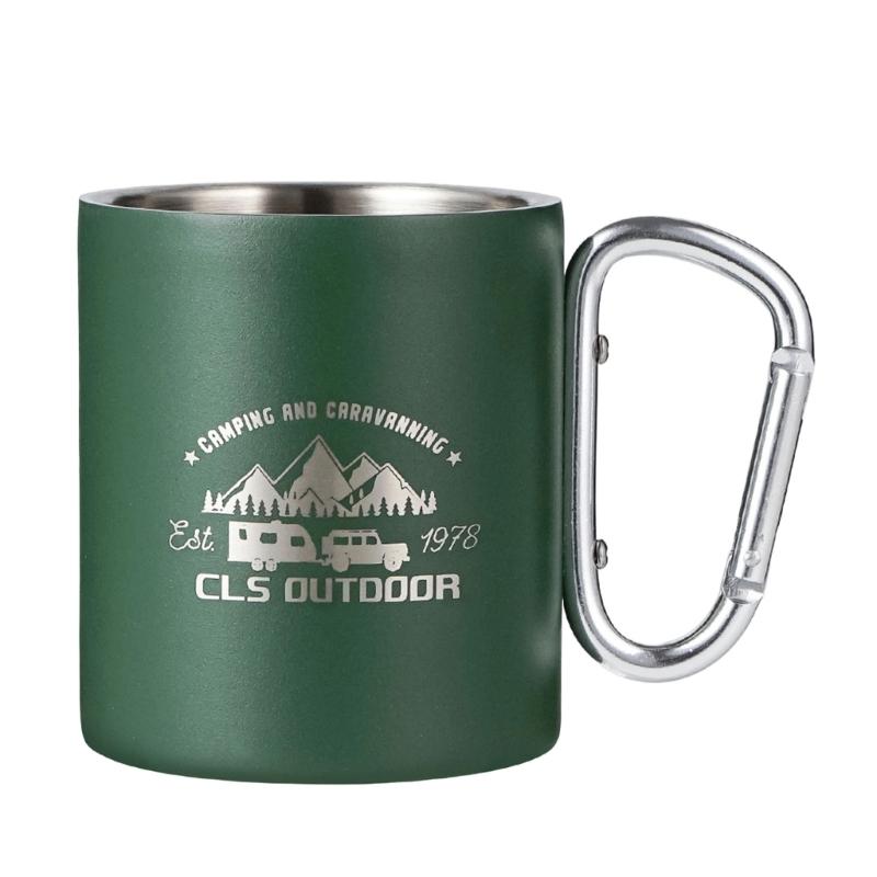 Tazza da Caffè in Metallo Leggero per Campeggio all'Aperto Tazza da Viaggio Termica a Doppia Parete Tazza da Campeggio con Manico Durevole