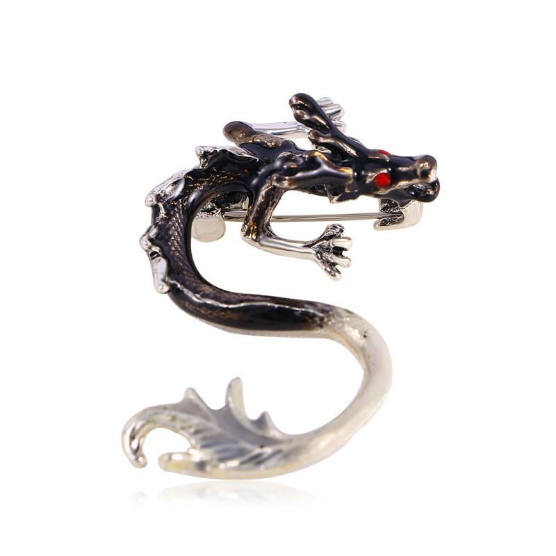 Retro Drip Oil Cartoon Dragon Brooch - Men's Suit Pin Accessory