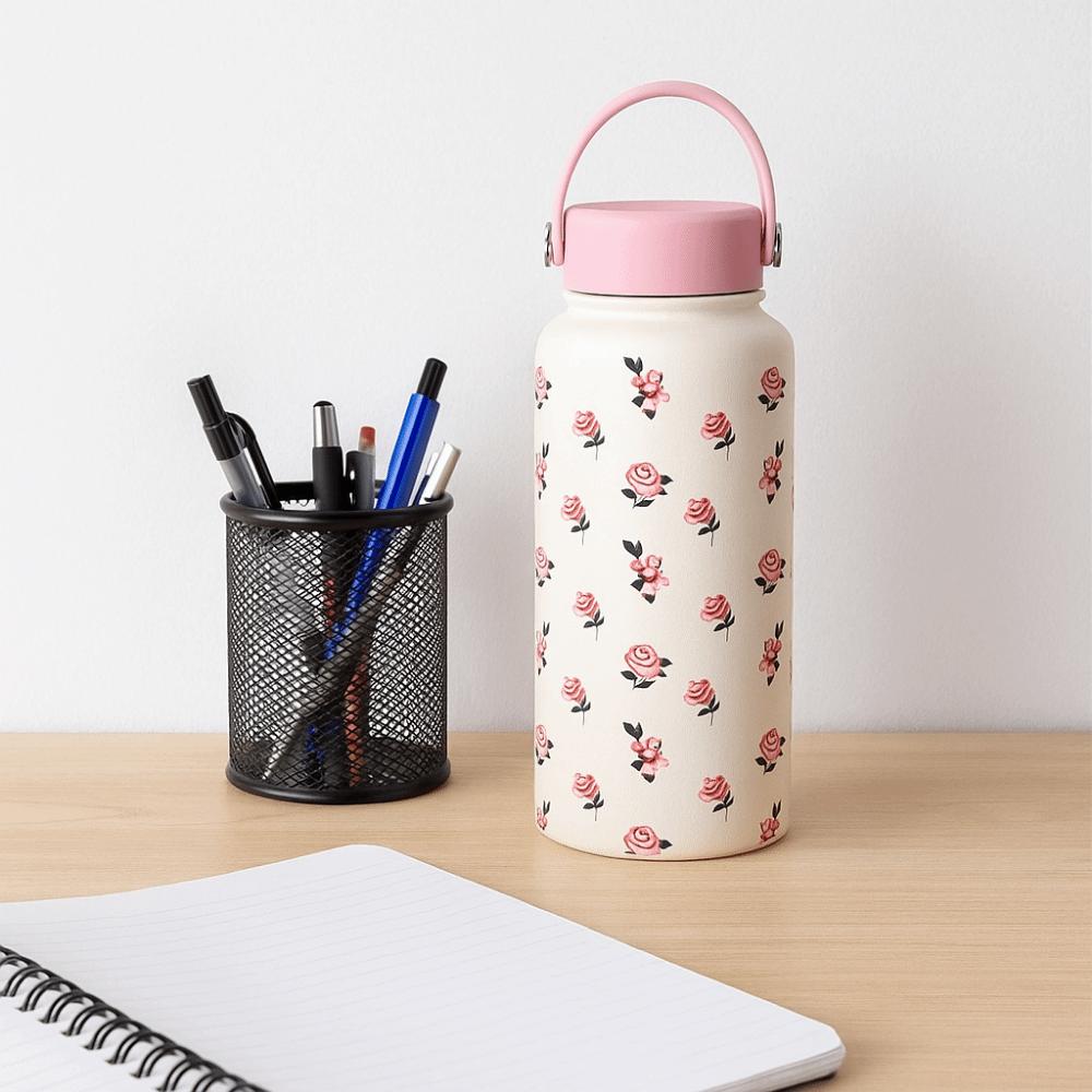 1L Insulated Water Bottle INS Floral Thermal Cup Gift Thermal Water Bottle Office